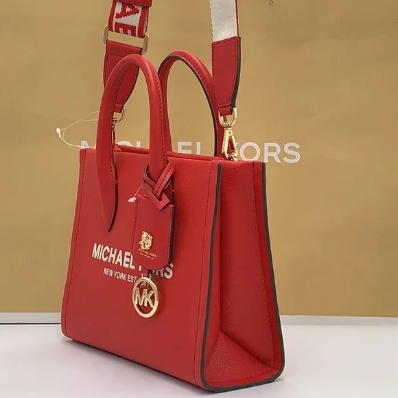 MICHAEL KORS MIRELLA SMALL SHOPPER TOP ZIP XBODY BRIGHT RED COLOR - Picture 8 of 16